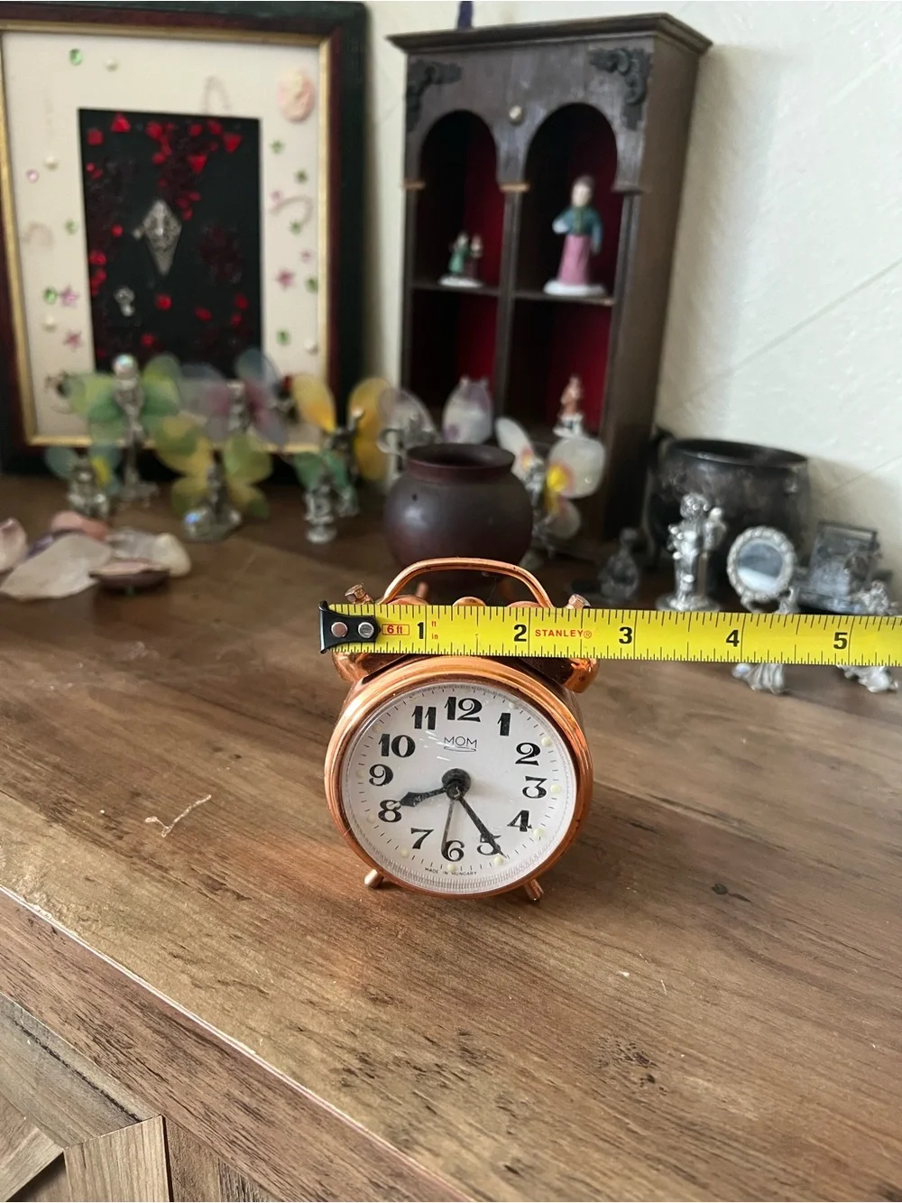 Copper-Tone Twin Bell Wall Clock Accent